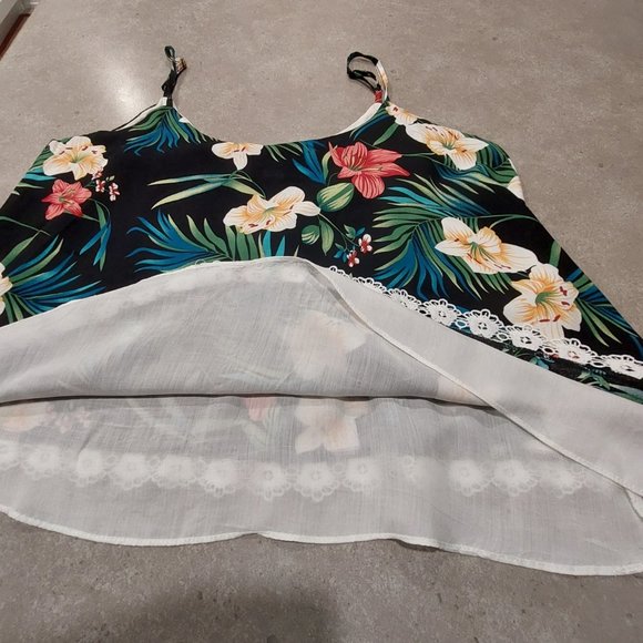 PORTO FORTUNO Women's Tropical Floral Design Camisole - Multi-Colors - Size Lge - Picture 2 of 5